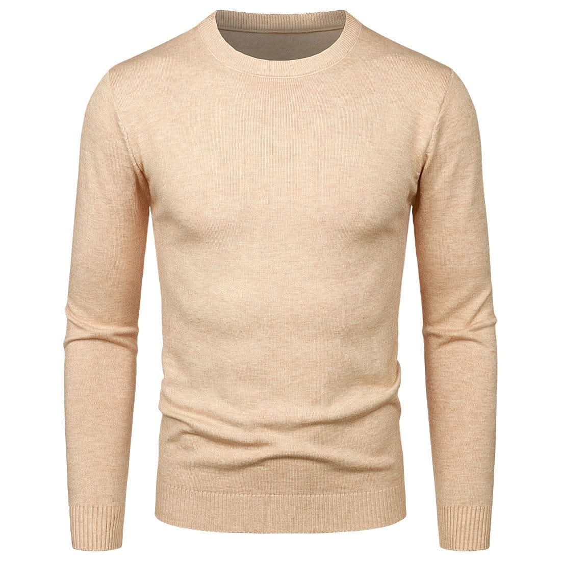 Men's Round Neck Sweater Solid Color Simple Free Size Long Sleeve Sweater - Call of duty toys test 2
