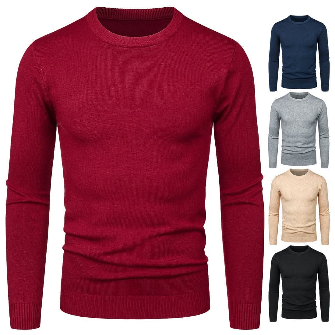 Men's Round Neck Sweater Solid Color Simple Free Size Long Sleeve Sweater - Call of duty toys test 2