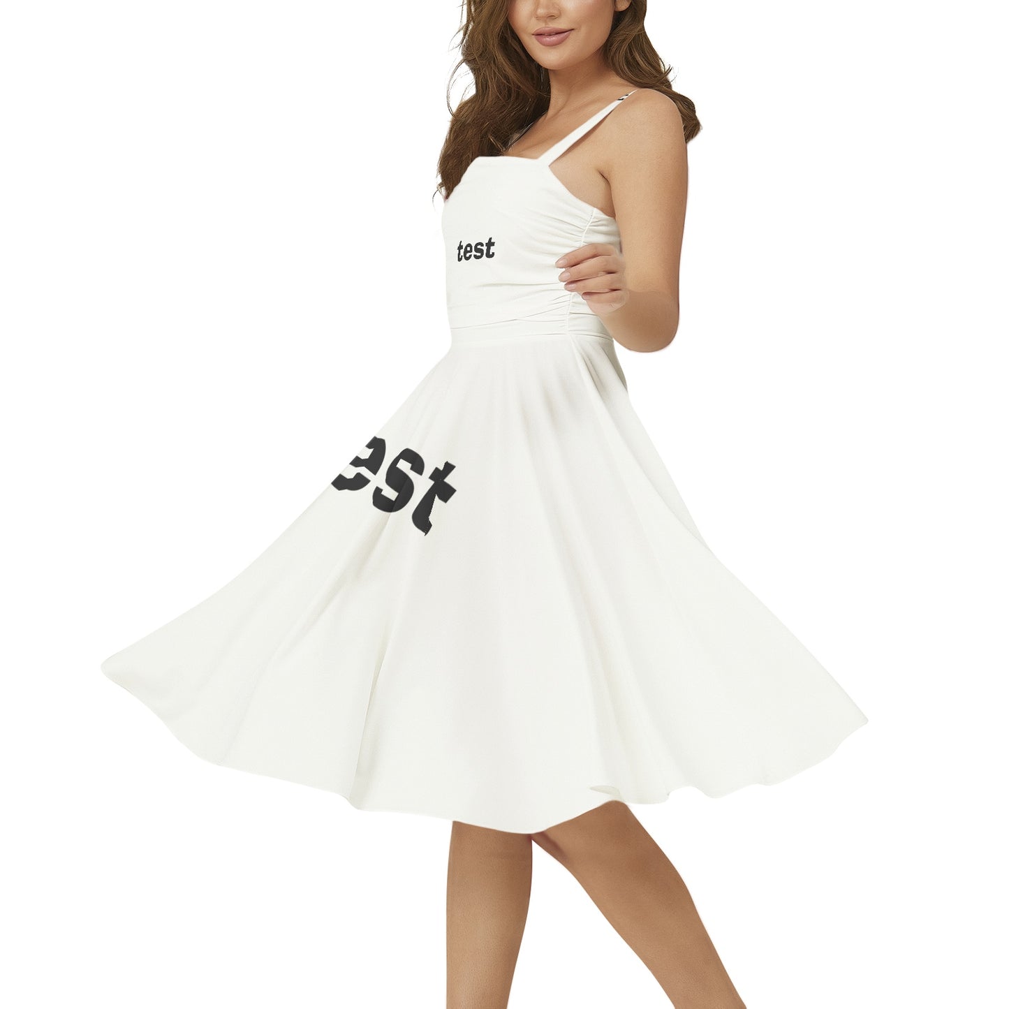 Sleeveless Square Neck Flare Hem Midi Dress