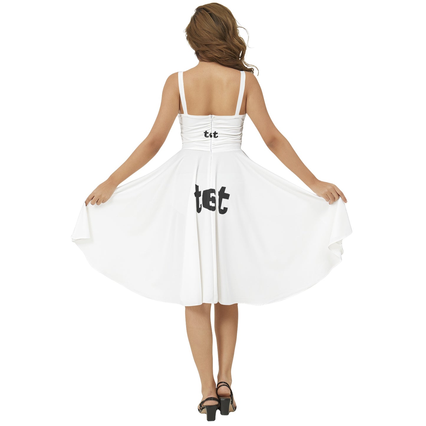 Sleeveless Square Neck Flare Hem Midi Dress